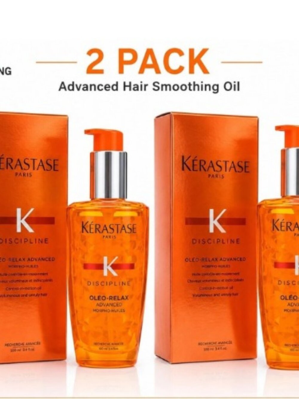 pack of 2 Kérastase Discipline Oleo-Relax Anti-Frizz Hair Oil 3.4oz 100ml NIB